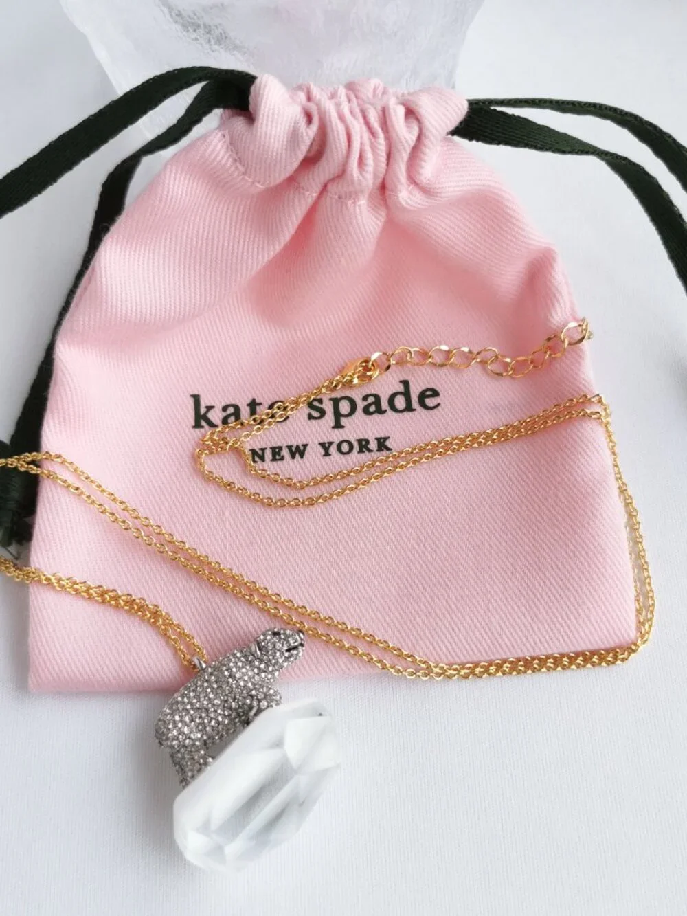 Kate Spade Cold Comforts Polar Bear Silver Long Necklace